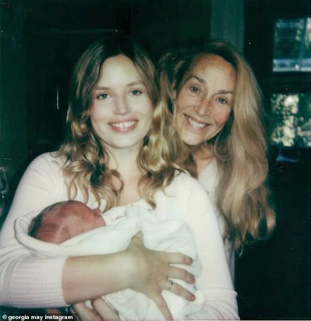 Georgia May (left), daughter of Sir Mick Jagger and Jerry Hall is mother