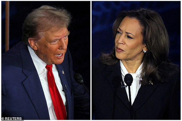 Donald Trump and Kamala Harris are locked in a tight race, but DailyMail.com/JL Partners' election model suggests the former president has all the momentum with two weeks to go