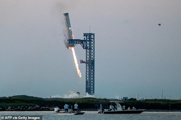 On October 13, SpaceX successfully landed the Super Heavy booster on its launch pad, where it was captured by a pair of mechanical arms