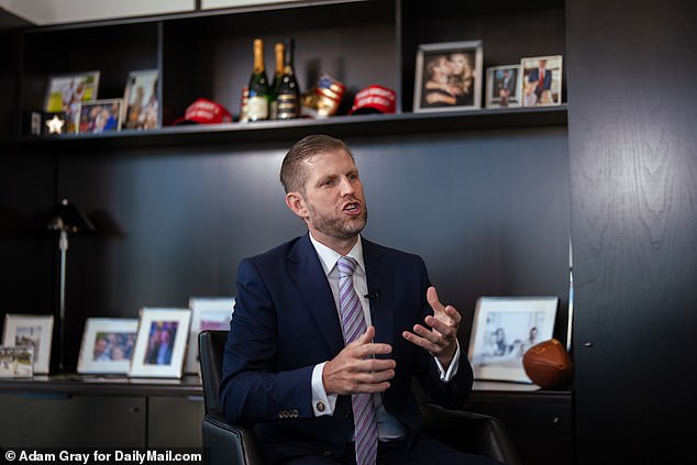 Eric Trump speaks with the Daily Mail at his office in Palm Beach, Florida, on Thursday