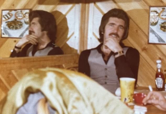 Joseph Kromelis, known as 'Walking Man', pictured in a café in the 1970s