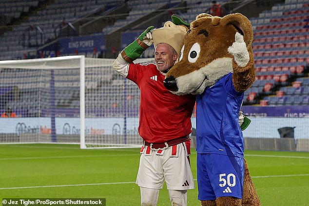 Jamie Carragher played the role of Nottingham Forest mascot 'Robin Hood' on Friday evening