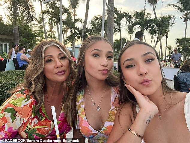 Sandra Guadarrama-Baumunk and her two daughters, Sofia and Mia, who accompanied her on a Disney trip during Hurricane Milton