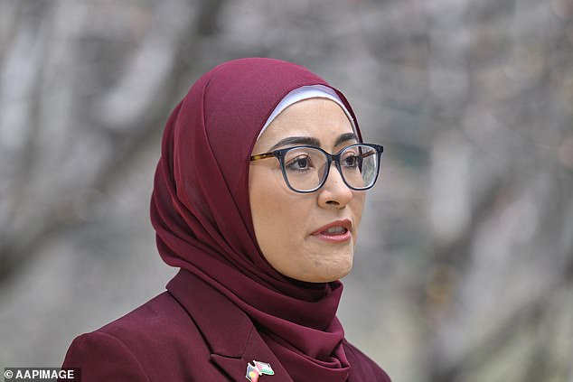 Senator Fatima Payman is pictured during her press conference on Wednesday