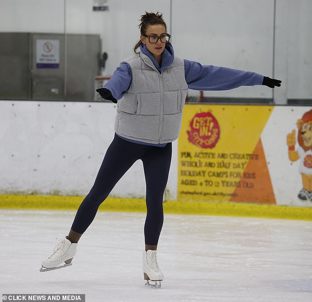 Ferne McCann, 34, was focused on learning her moves as she headed to the ice rink for another day of demanding Dancing On Ice training in Manchester