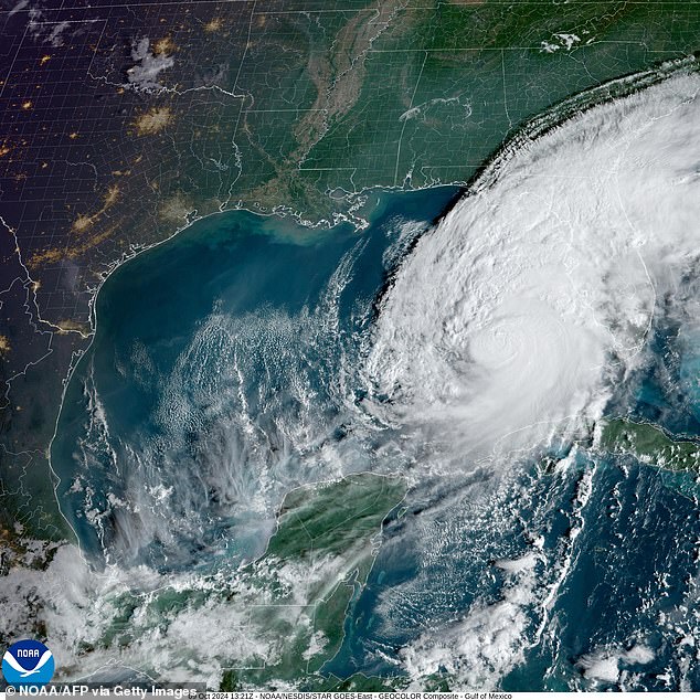 These satellite images courtesy of the National Oceanic and Atmospheric Administration (NOAA) and the Regional and Mesoscale Meteorology Branch (RAMMB), taken on October 9, 2024, show the formation of Hurricane Milton over the Gulf of Mexico