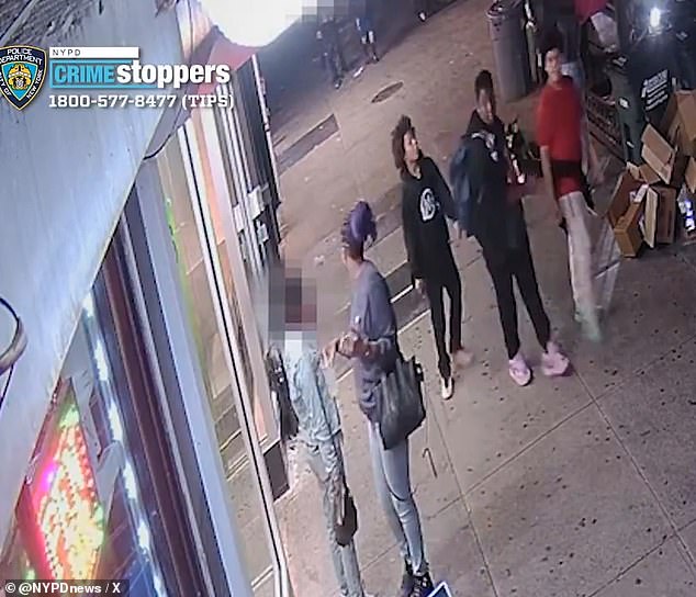 Footage has been released showing five young thugs prowling the streets of Manhattan's Upper East Side on Friday evening