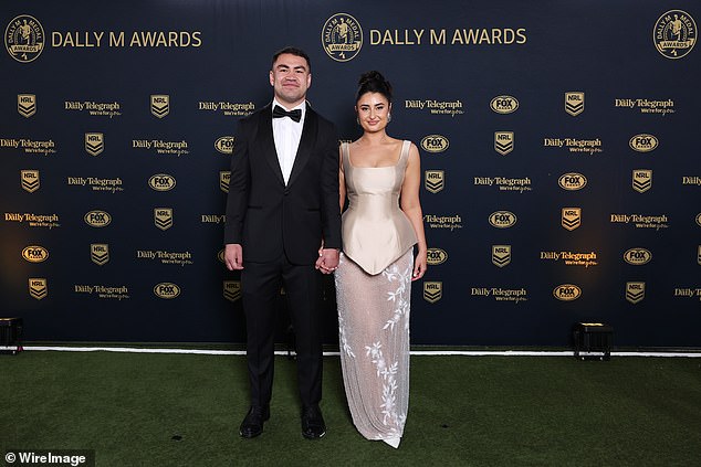 Jahrome Hughes of the Storm and Molly Hughes were pictured at the Dally M Awards on Wednesday