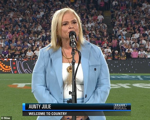 Aunt Julie Jones delivered the Welcome to Country at the 2024 NRL Grand Final