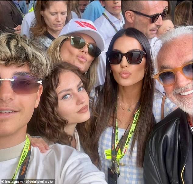 Reports from Italy have suggested that Briatore and ex-wife Elisabetta Gregoraci (second from right) may have rekindled their romance (also pictured, Nathan Fiatore (front left) Heidi Klum (back left), Leni Klum (second from left)