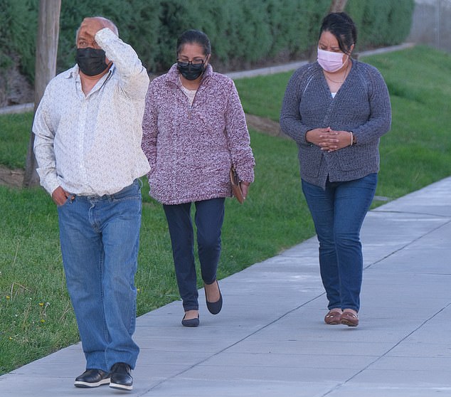 Marcelino, Rosa and Lennys Olguin are photographed outside the court in April 2023