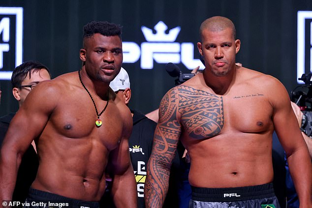 Francis Ngannou (left) scored a stunning knockout victory on his return to MMA when he took on Renan Ferreira (right) at PFL's Battle of the Giants