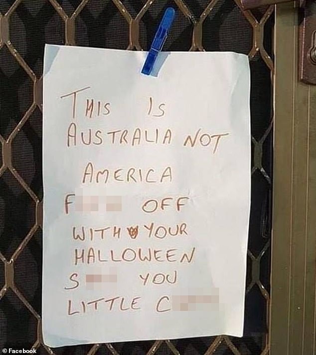 A foul-mouthed letter told trick-or-treaters to 'f**k' with their 'Halloween s***'