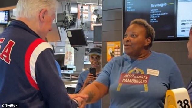 A McDonald's employee in Georgia thought former President Bill Clinton was sitting on President Joe Biden