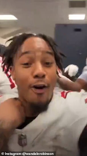 Wan'Dale Robinson live-streamed the Giants' celebrations on Sunday