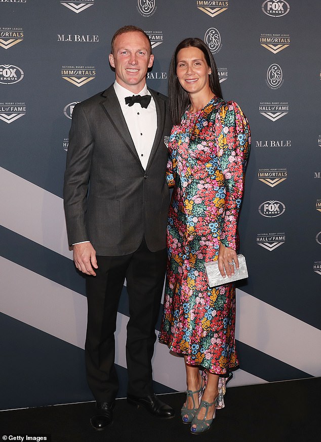 Darren Lockyer and his wife Loren, pictured at the 2024 NRL Hall of Fame Awards night, have been cleaning up the Brisbane property market this year