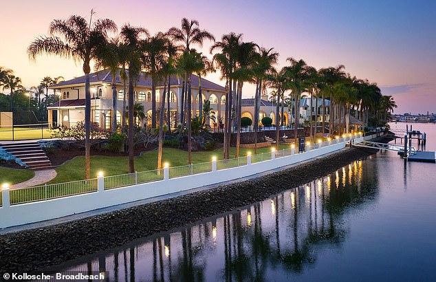 The extravagant Gold Coast waterfront pad called 'Bartinon', with seven bedrooms and eight bathrooms, was valued at $17 million. (Pictured)