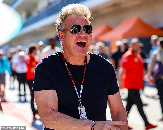 Gordon Ramsay looked in good spirits as he spent the weekend at the US Grand Prix in Austin, Texas, on Sunday afternoon