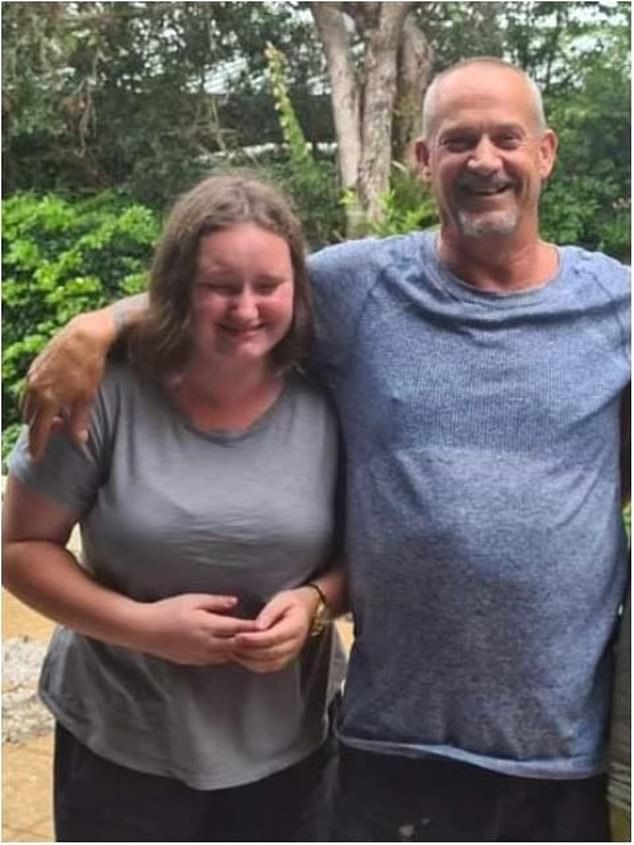 She and her deceased, Lenny Cain (both pictured), were both caught in the floodwaters, but Mr Cain was able to get to safety