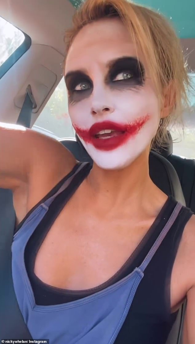 Australian actress Nicky Whelan (pictured) dressed up as a very sexy Joker for Halloween this weekend