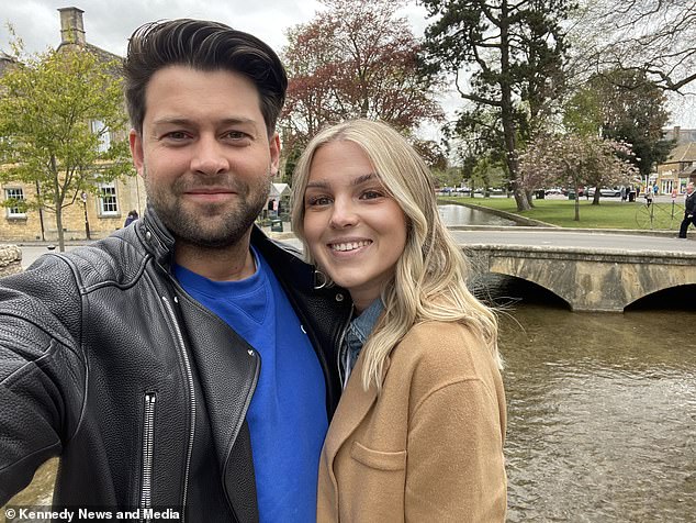 Dale Bilson, from Castle Donington in Leicestershire, started feeling tight in his chest after going to his wife's gym class in August. In the photo Mr Bilson with his wife Sophie