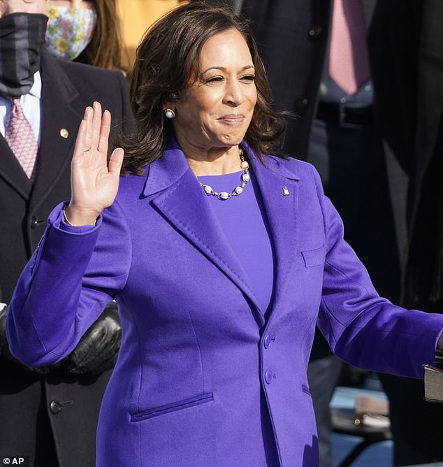 Kamala Harris was dressed in a purple ensemble at the inauguration of herself and President Joe Biden