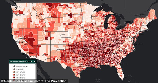 The above shows the number of cardiovascular disease deaths by county in the United States from 2018 to 2020