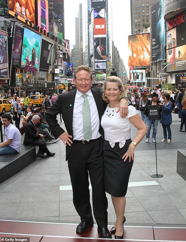 Andrew 'Twiggy' Forrest and his ex-wife Nicola (pictured in 2013) have stepped down as co-chairs of the Minderoo Foundation