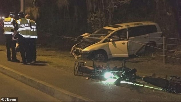 A nine-year-old boy died from serious injuries after being hit by a car while riding an e-bike in the Gold Coast on Wednesday evening (pictured)