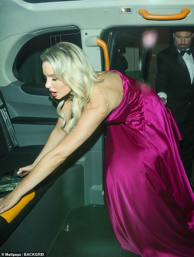 Helen Flanagan stumbled into her taxi as she packed on the PDA with her boyfriend Robbie Talbot after partying at the Pride Of Britain Awards on Monday night