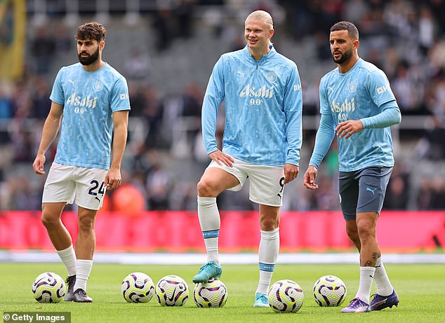 Kyle Walker (right) has revealed how Erling Haaland (centre) is changing the dining scene at the club