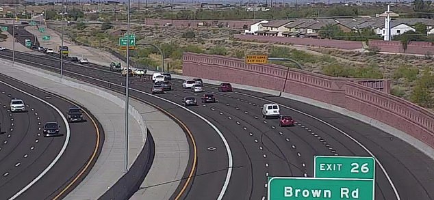 The crash occurred in the westbound lanes of the Loop 202 freeway near McKellips Road (photo)