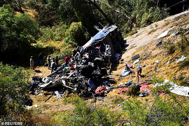 About 19 people were killed and six injured after a passenger bus and truck were destroyed on a highway in Mexico