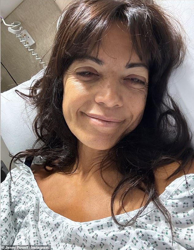 Jenny Powell revealed she has undergone a hysterectomy performed by a robot as she shared an update from her hospital bed on Thursday