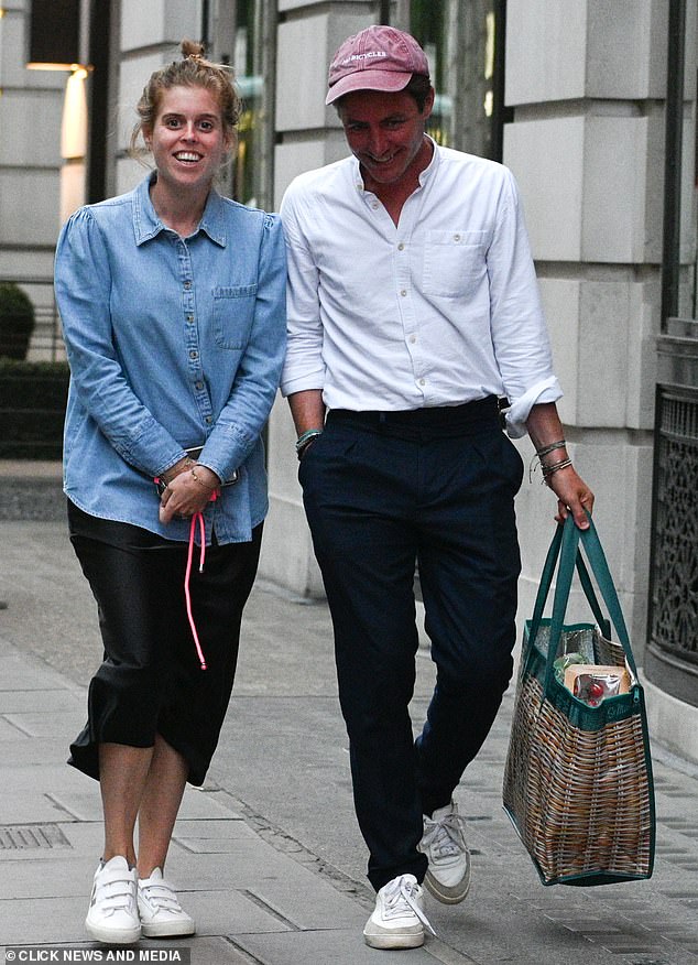 Princess Beatrice is pregnant with her second child, Buckingham Palace announced today. Pictured in August with husband Edoardo Mapelli Mozzi