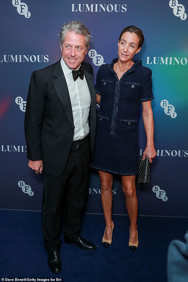 Hugh Grant and his wife Anna Eberstein looked in good spirits as they attended the BFI LUMINOUS Fundraising Gala at The Roundhouse in London on Tuesday