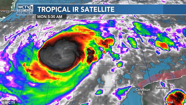 A terrifying computer-generated image shows Hurricane Milton approaching Florida, where the superstorm will cause chaos when it makes landfall on Wednesday