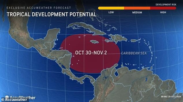 Meteorologists are monitoring an area of ​​potential tropical storm development in the Caribbean that could send another hurricane heading toward Florida