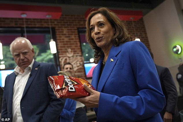 WHEN THE CHIPS ARE OUT: Harris shops for her favorite snack, Nacho Cheese Doritos, during a campaign stop in August 2024