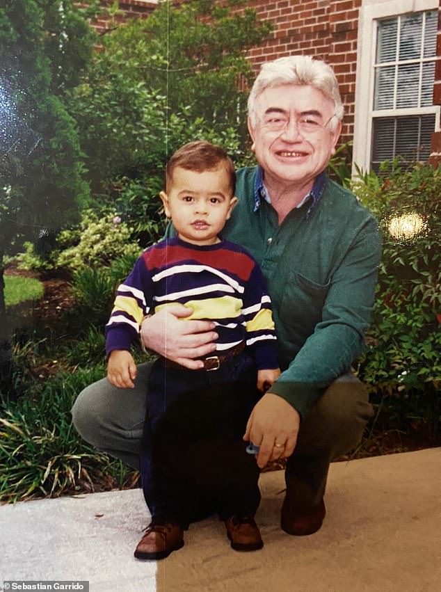 Sebastian Garrido said he met his grandfather during a time slip. Here he is as a young child with his grandfather