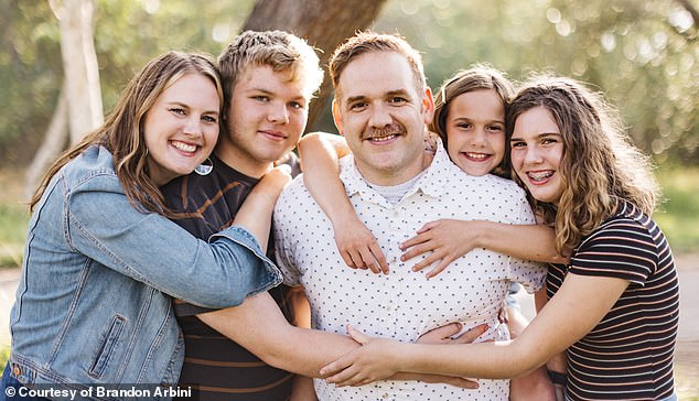 Brandon Arbini of California, pictured with his wife and three children, discovered he had stage 4 liver cancer at age 41