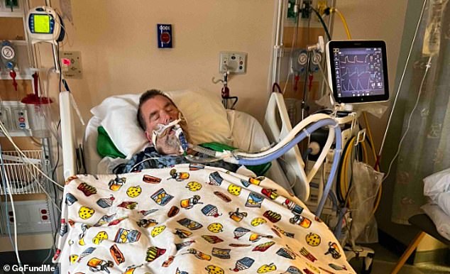 Joe Casey (pictured here), 55, fell into a coma in August after being infected with the deadly mosquito-borne diseases Eastern Equine Encephalitis (EEE), West Nile Virus and St. Louis Encephalitis