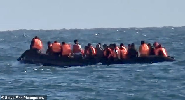 Yesterday a large group of migrants were seen trying to cross the Channel on a small boat