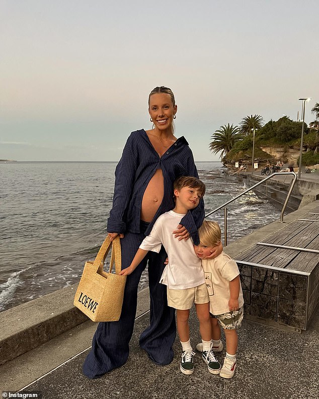 Pregnant influencer Sarah's Day is preparing for her final stages of pregnancy and is just days away from the birth of her third child. Pictured with her two sons Fox, 5, and Malakai, 2