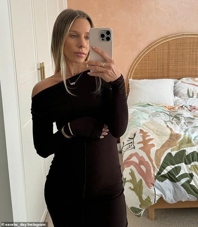 Sarah's Day (pictured) has hinted in an Instagram post that she has given birth to her third child with her husband Kurt Tilse