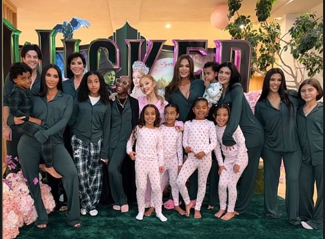 Kim Kardashian and her family were joined by Ariana Grande and Cynthia Erivo for a special screening of Wicked