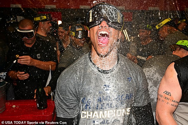 The New York Yankees celebrated their American League Championship Series victory in style