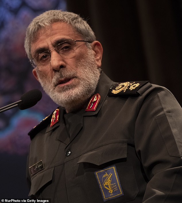 Esmail Qaani (pictured), head of the Quds Force – the elite wing of the feared Islamic Revolutionary Guard Corps (IRGC) – may also have been at the meeting