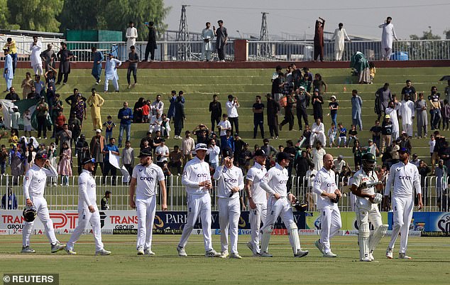 The England players looked dejected after losing to Pakistan by nine wickets in Rawalpindi