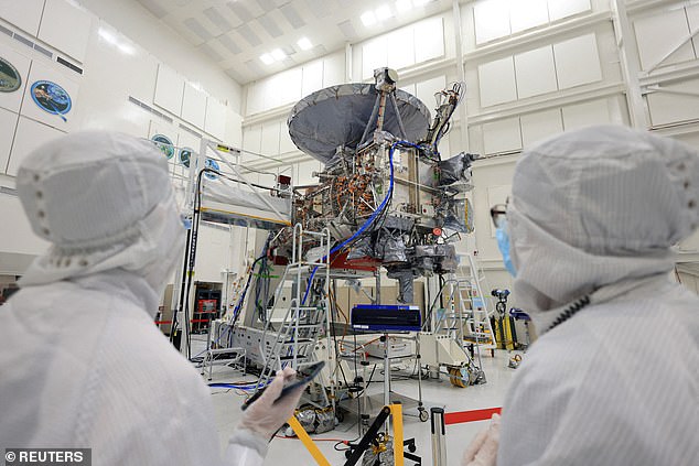 Clipper is the size of an SUV with solar panels long enough to span a basketball court. It is seen here being built and tested at the Jet Propulsion Laboratory during a media tour in Pasadena, California, April 11, 2024